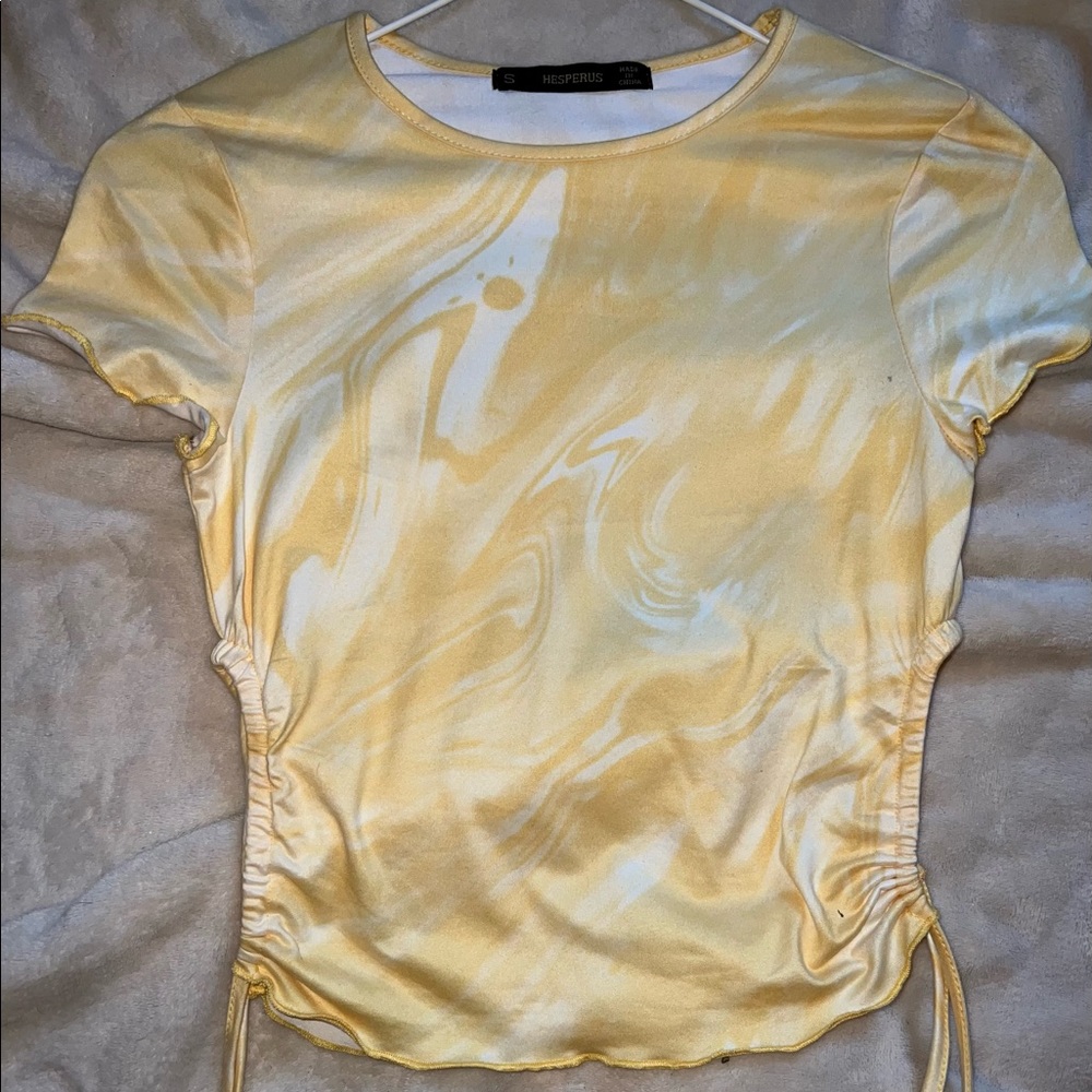 Little yellow Ty dye crop top tee